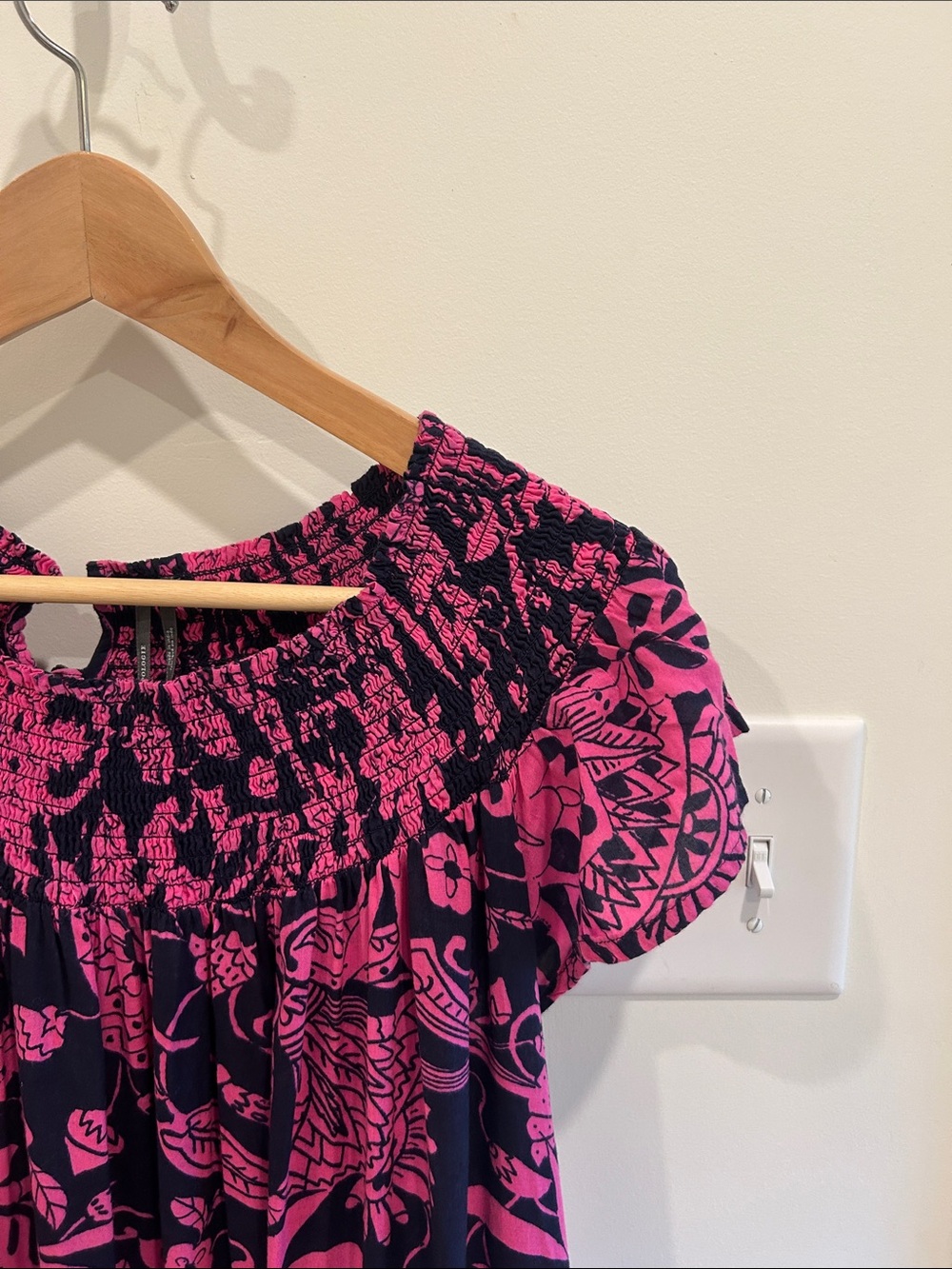Anthropologie Pink & Navy Floral Dress